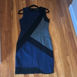 WHBM Blue, Gray & Black Colorblock Dress size 6